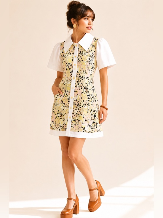 Handmade Dresses & Skirts - Vintage 60s Mod Floral Mini Dress Twiggy Style Rare Find Handmade Size S